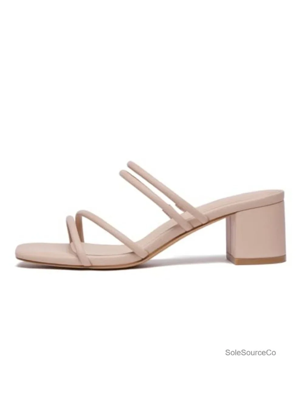 Strappy Block Chunky Heels Sandals Square Open Toe Slip On Heeled Sandals